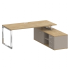 Стол руководителя с опорной греденцией, правый Рива SHIFT SK.SRG-200 R Тиквуд Светлый/Капучино