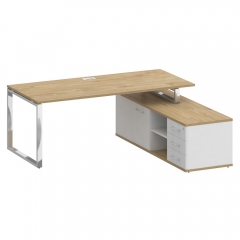 Стол руководителя с опорной греденцией, правый Рива SHIFT SK.SRG-200 R Тиквуд Светлый/Белый Бриллиант