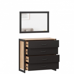 Комод с 4 ящиками с зеркалом Любимый дом Техно 05 Дуб Золотой Черный