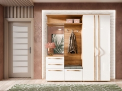 Вешалка с тумбой Любимый дом Марта-2 ЛД 136.040.000 Дуб золотой Белый глянец