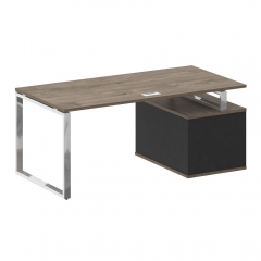 Стол руководителя с опорной тумбой , левый Рива SHIFT SK.SRT-180 L Тиквуд Темный/Антрацит