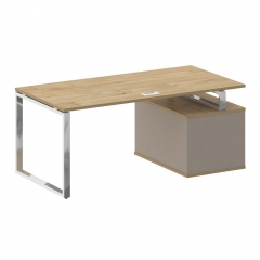 Стол руководителя с опорной тумбой , левый Рива SHIFT SK.SRT-180 L Тиквуд Светлый/Капучино