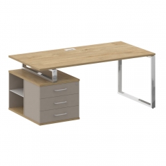 Стол руководителя с опорной тумбой , левый Рива SHIFT SK.SRT-180 L Тиквуд Светлый/Капучино