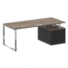 Стол руководителя с опорной тумбой , левый Рива SHIFT SK.SRT-200 L Тиквуд Темный/Антрацит