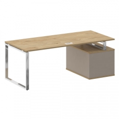 Стол руководителя с опорной тумбой , левый Рива SHIFT SK.SRT-200 L Тиквуд Светлый/Капучино