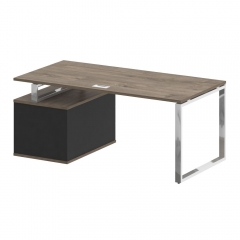 Стол руководителя с опорной тумбой , правый Рива SHIFT SK.SRT-180 R Тиквуд Темный/Антрацит