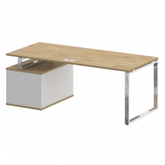 Стол руководителя с опорной тумбой , правый Рива SHIFT SK.SRT-200 R Тиквуд Темный/Антрацит