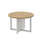 Стол журнальный, круглый Рива SHIFT SK.SG-KR-70 Тиквуд Светлый/Белый Бриллиант