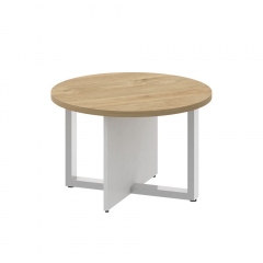 Стол журнальный, круглый Рива SHIFT SK.SG-KR-70 Тиквуд Светлый/Белый Бриллиант
