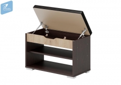 Банкетка БК-002 ЭВА МАГ-РИВЕР Венге/дуб крафт золотой/Кожа Темно-коричневая Ostin