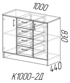 Комод к1000-2д МАГ-РИВЕР Дуб вотан/Белый