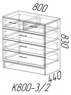 Комод К800-3/2 МАГ-РИВЕР Венге/Сосна Лоредо