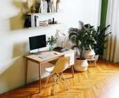 Стол письменный с тумбой Мебельград Калгари 09 Дуб натуральный светлый-белый матовый