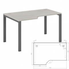 Стол эргономичный левый на металлоопорах POINTEX New Line NLN36322424 Дуб шамони светлый