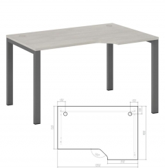 Стол эргономичный правый на металлоопорах POINTEX New Line NLN36322524 Дуб шамони светлый