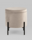 Пуф Stool Group Грейс с ящиком велюр Серо-бежевый