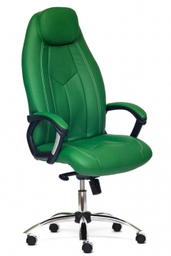 Кресло Tetchair BOSS Lux кож/зам, зеленый/зеленый перфорированный, 36-001/36-001/06