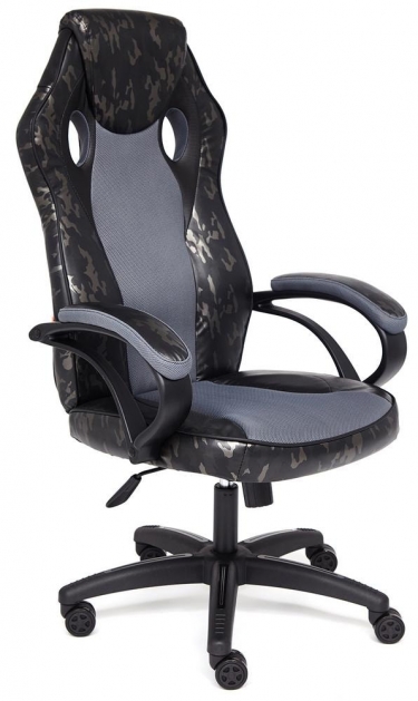 Кресло Tetchair RACER GT MILITARY кож/зам/ткань, серый/серый, TW 12