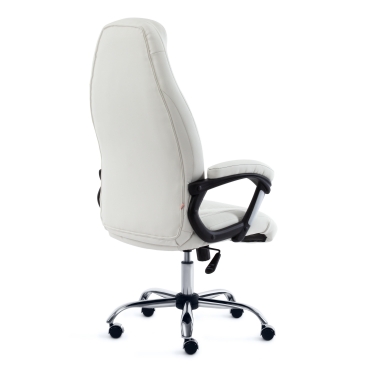 Кресло Tetchair BOSS хром кож/зам, белый, 36-01/36-01/06