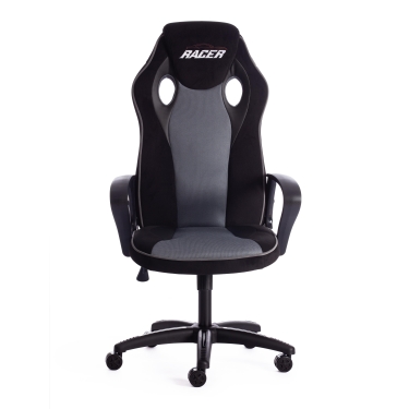 Кресло Tetchair RACER флок/ткань, черный/серый, 35/TW-12/карбон
