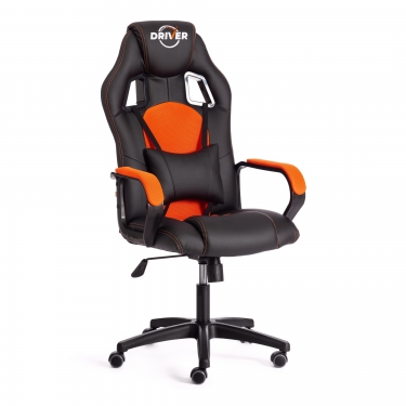 Кресло Tetchair DRIVER 22 кож/зам/ткань, черный/оранжевый, 36-6/TW-07