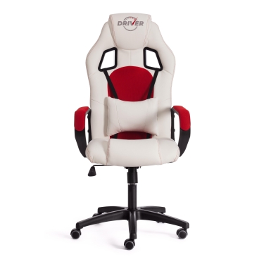 Кресло Tetchair DRIVER 22 кож/зам/ткань, белый/красный, 36-01/TW-08