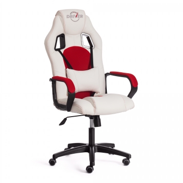 Кресло Tetchair DRIVER 22 кож/зам/ткань, белый/красный, 36-01/TW-08