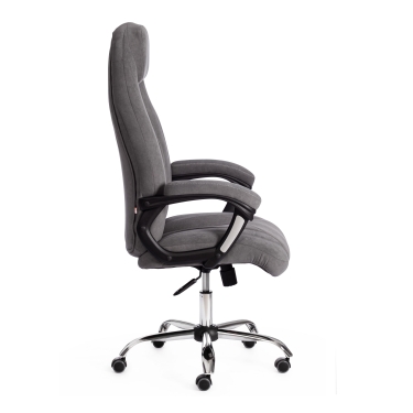 Кресло Tetchair BOSS хром флок , серый/серый перф., 29/29/06