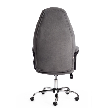 Кресло Tetchair BOSS хром флок , серый/серый перф., 29/29/06