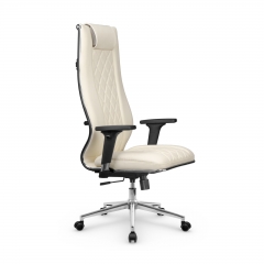 Кресло руководителя Метта Мetta L 1m 50M/2D Infinity Easy Clean MPES Комплект 7 Молочное