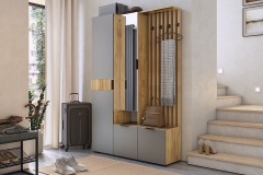 Прихожая Мебельсон Бери К2 Дуб крафт золотой/белое дерево