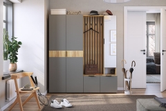 Прихожая Мебельсон Бери К3 Дуб крафт золотой/белое дерево
