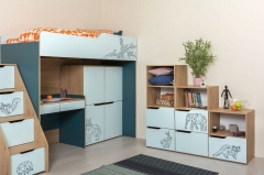 Комплект мебели для детской Mobi Гудвин 004 Гикори Рокфорд Натуральный Мята Бензин