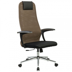 Кресло руководителя BRABIX BRABIX PREMIUM Ultimate EX-801 хром Черное/коричневое