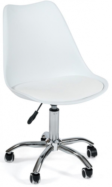 Офисное кресло Tetchair TULIP mod.106-1 металл/пластик/PU, 58 x 47 x 97см, White белый / Chrome хром