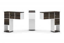 Надставка на стол низкая двухсторонняя + задняя стенка 4 шт. + распашной фасад 4 шт. Рива CONCEPT CN.DNN-002 Дуб Мали Белый бриллиант Белый металл