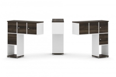 Надставка на стол низкая двухсторонняя + задняя стенка 4 шт. + распашной фасад 4 шт. Рива CONCEPT CN.DNN-002 Дуб Мали Белый бриллиант Белый металл