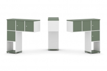 Надставка на стол низкая двухсторонняя + задняя стенка 4 шт. + распашной фасад 4 шт. Рива CONCEPT CN.DNN-002 Кобо Белый бриллиант Белый металл