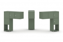 Надставка на стол низкая двухсторонняя + задняя стенка 4 шт. + распашной фасад 4 шт. Рива CONCEPT CN.DNN-002 Кобо Белый металл