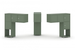 Надставка на стол низкая двухсторонняя + задняя стенка 4 шт. + распашной фасад 4 шт. Рива CONCEPT CN.DNN-002 Кобо Белый металл