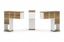 Надставка на стол низкая двухсторонняя + задняя стенка 4 шт. + распашной фасад 4 шт. Рива CONCEPT CN.DNN-002 Сандал Янтарный Белый бриллиант