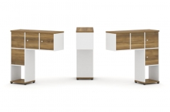 Надставка на стол низкая двухсторонняя + задняя стенка 4 шт. + распашной фасад 4 шт. Рива CONCEPT CN.DNN-002 Сандал Янтарный Белый бриллиант