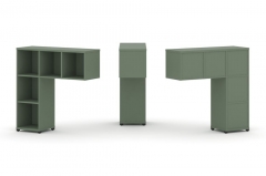 Надставка на стол низкая двухсторонняя + задняя стенка 5 шт. + блок с 2-мя ящиками 2 шт. Рива CONCEPT CN.DNN-003 Кобо Белый металл