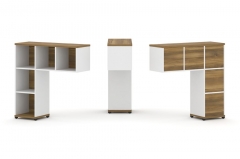 Надставка на стол низкая двухсторонняя + задняя стенка 5 шт. + блок с 2-мя ящиками 2 шт. Рива CONCEPT CN.DNN-003 Сандал Янтарный Белый бриллиант