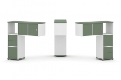 Надставка на стол низкая двухсторонняя + задняя стенка 4 шт. + блок с 2-мя ящиками 2 шт. + распашной фасад 2 шт. Рива CONCEPT CN.DNN-004 Кобо Белый