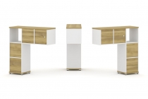 Надставка на стол низкая двухсторонняя + задняя стенка 4 шт. + блок с 2-мя ящиками 2 шт. + распашной фасад 2 шт. Рива CONCEPT CN.DNN-004 Дуб Винченцо