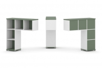 Надставка на стол низкая двухсторонняя + задняя стенка 5 шт. + блок с 2-мя ящиками 2 шт. + распашной фасад 3 шт. Рива CONCEPT CN.DNN-005 Кобо Белый