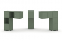 Надставка на стол низкая двухсторонняя + задняя стенка 5 шт. + блок с 2-мя ящиками 2 шт. + распашной фасад 3 шт. Рива CONCEPT CN.DNN-005 Кобо Черный