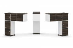 Надставка на стол низкая двухсторонняя + задняя стенка 5 шт. + распашной фасад 5 шт. Рива CONCEPT CN.DNN-007 Дуб Мали Белый бриллиант Белый металл