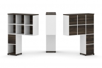 Надставка на стол высокая односторонняя + задняя стенка 8 шт. + блок с 2-мя ящиками 1 шт. Рива CONCEPT CN.ONV-002 Дуб Мали Белый бриллиант Черный